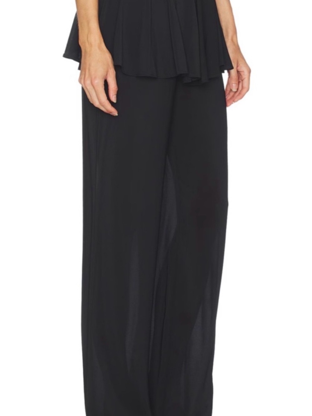 L'Academie Teshi Black Wide-Leg Jumpsuit Pants